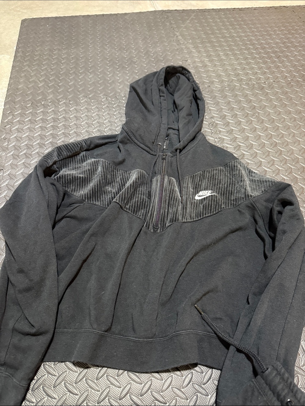 Nike Women's Heritage velour tracksuit half-zip crop hoodie/matching jogger L/XL - Picture 2 of 11